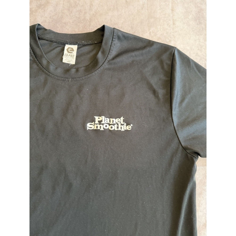 Planet Smoothie Logo Tee Black Performance Shirt Size Large Polyester - Picture 2 of 5